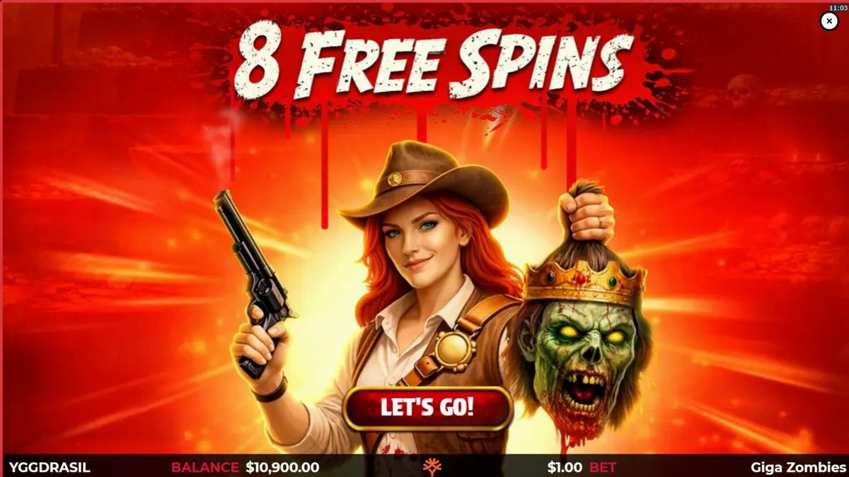 Interface do jogo Giga Zombies com símbolos de mortos-vivos e elementos da selva maia.